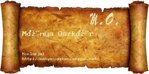 Mánya Oszkár névjegykártya